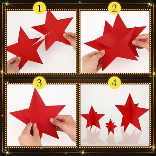 Sinload 45 Piece 3D Glitter Star Centerpieces Red Black Gold Party Decor - Image 3