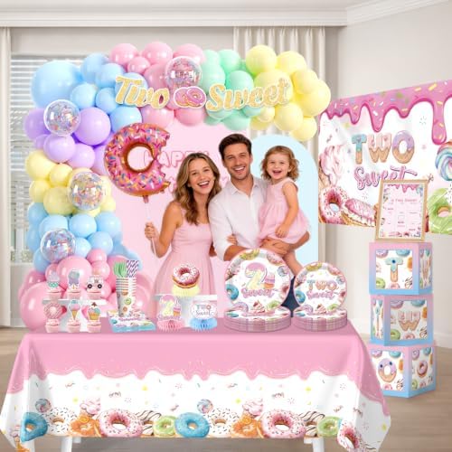 Cocomigo Two Sweet Birthday Decorations for Girls, Serves 20 - Image 6