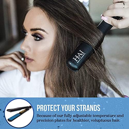 HAI Convertible Ceramic Hair Straightener for Women - Professional Fast Heating Flat Iron with 5 Temperature Levels for All Hair Types - (Classic Blue) - Image 6