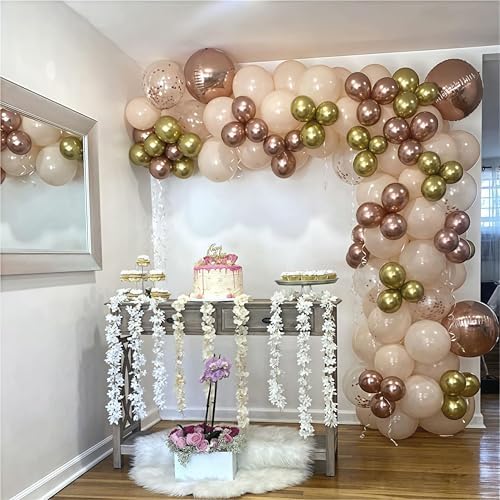 Blush Rose Gold Balloon Garland Arch Kit, 119 Pieces Peach Pink Gold Pastel Orange Metallic Rose Gold Confetti Balloon Garland Kit for Girls Women Birthday Wedding Baby Bridal Shower Party Decorations - Image 6