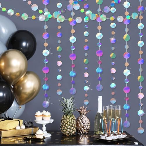 Outus 10 Pieces Laser Silver Round Dots Garland Party Hanging Decor - Image 6