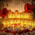 It was Always You Light Up Letters, with Tea Lights Candles, Rose Petals, Pearlescent Foil Balloons - Luminary Paper Bags, Anniversary Decorations and Proposal Decorations for Your Loved One by Peledic