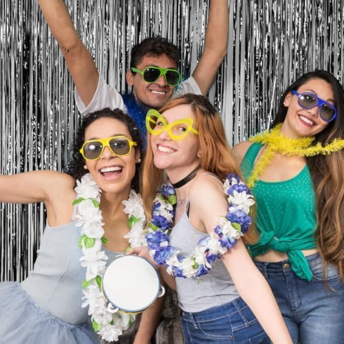 5 Pack Foil Curtain Backdrop Black Metallic Tinsel Foil Fringe Curtains Photo Booth Props for Birthday Wedding Engagement Baby Shower Bachelorette Christmas Holiday Celebration Party Decorations - Image 6