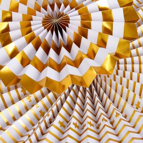Black and Gold Decorations, Hanging Honeycomb Paper Pompoms Fan for Graduation Birthday Wedding Photo Backdrop Prom Night New Years Black and Gold Party Decorations, Set of 8 - Image 3