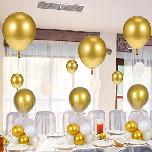 BBTO 8 Set Gold and White Table Centerpieces Balloons Stand Kit, 27.6in - Image 6