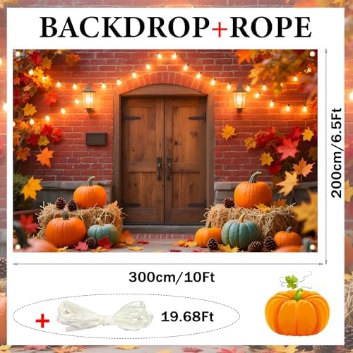 7x5Ft Fall Backdrop Fall Thanksgiving Backdrops for Photography Autumn Backdrop with 4 Grommets Fall Background Maple Leaves Pumpkins Harvest Party Photo Booth Banner Studio Props - Image 2