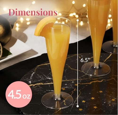 Prestee Disposable Champagne Flutes, 4.5 oz Plastic Champagne Glasses - Image 3