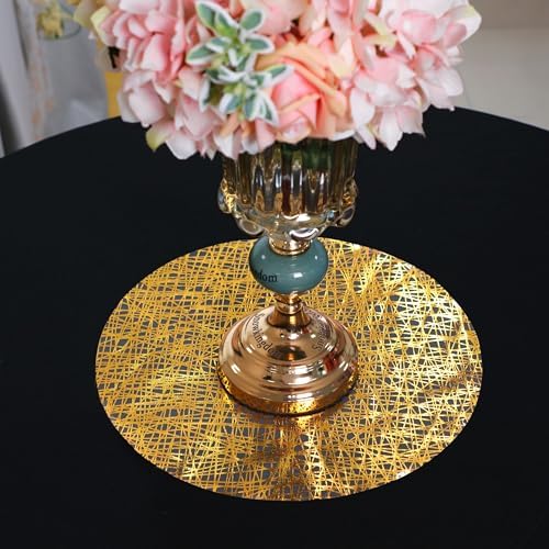 Snowkingdom Gold Placemats Set of 50, Gold Metallic Mesh Glitter Foil Place Mats 13 Inch Round Disposable Doilies for Dinning Table Fall Wedding Birthday Party Thanksgiving Christmas Decorations - Image 2