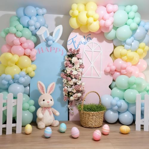 Pastel Balloon Garland Arch Kit Baby Pink Yellow Green Blue Balloons - Image 5