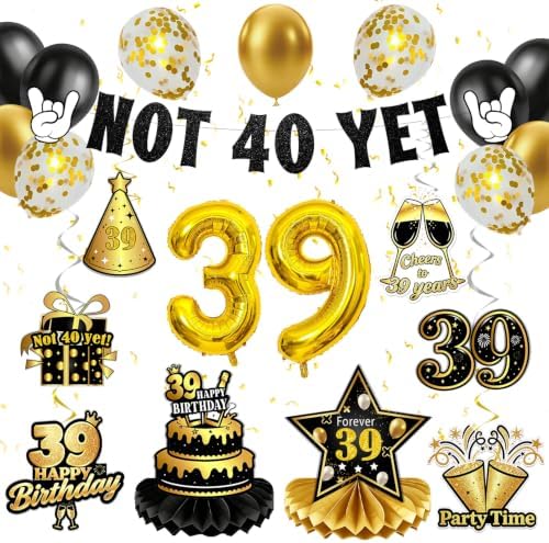 39 Birthday Decorations for Men Women Not 40 yet Balloons Kit 33PCS by Deorfuy