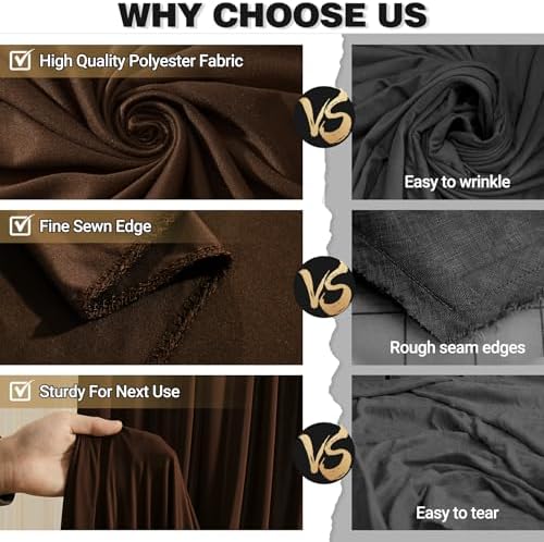 50x10ft Brown Backdrop Curtain Panels for Parties - Wrinkle Free Polyester Photo Curtain Backdrop Wedding Back Drop Fabric Drapes for Party Decorations Background for Photography - Image 6