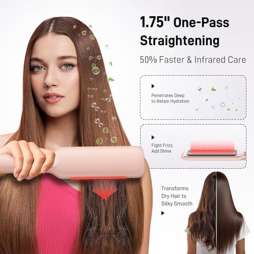 1.75" Ceramic Hair Straightener for Women,Infrared Wide Flat Iron - Image 3