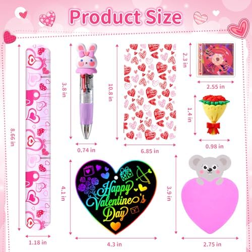24 Sets Valentine’s Day Bulk with Multicolor Pen Gifts, Valentines Stationary for Classroom Birthday Goodie Bags Stuffers Rewards Prizes Party Favors - Image 2