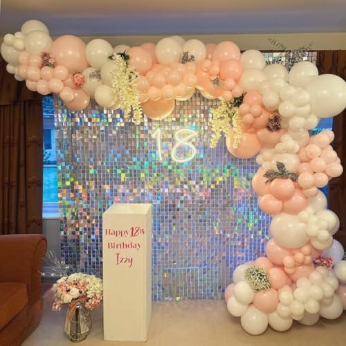 Silver Iridescent Shimmer Wall Backdrop, 49pcs Sequin Panels - Image 4
