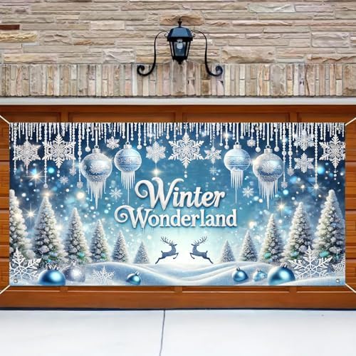 HOMETITUTE Winter Landscape Garage Door Cover Banner 13x6ft Polyester - Image 4