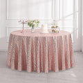 Pufogu 120" Round Rose Gold Sequin Tablecloth Glitter White Table Cloths for Birthday Wedding Bridal Baby Shower Party Decorations by Pufogu