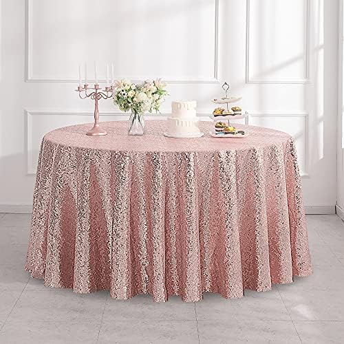 Pufogu 50" Round Rose Gold Sequin Tablecloth Glitter Rose Gold Table Cloths for Birthday Wedding Bridal Baby Shower Party Decorations by Pufogu