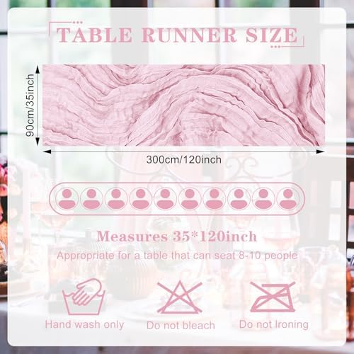 2 Pack Cheesecloth Table Runner 10Ft Christmas Gauze Boho Table Runners for Wedding Decor Bridal Shower Decorations Baby Shower Party(35" x 120") - Image 2