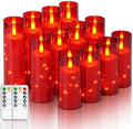 Homemory 12Pcs Flickering Flameless Candles with Remote, Red Pillar Candles by Homemory