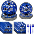 100 Pcs Graduation Plates and Napkins, 2026 Blue Graduation Disposable Plates and Napkins Party Supplies Set Serves 25, Blue Disposable Dinnerware Set for 2026 Decorations Grad Party by Upigi