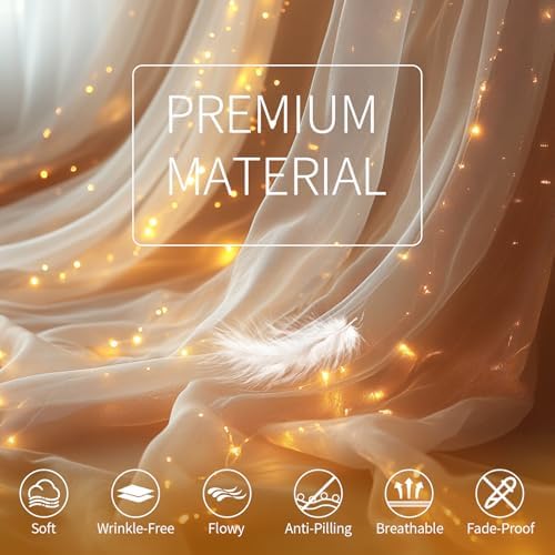 Champagne Tulle Backdrop Curtain with Lights for Decor, 10x8FT - Image 5