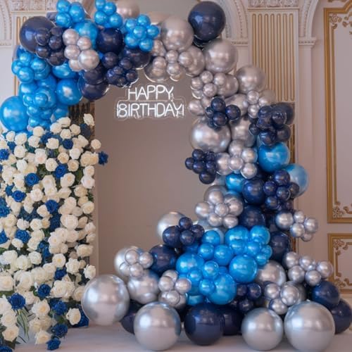 Blue Silver Balloons for Boys Baby Shower Gender Reveal Mens Birthday Party - Image 5