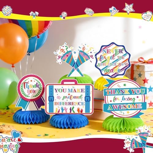 12 Pcs We Appreciate You Decoration Thank You Honeycomb Centerpiece Employee Appreciation Table Decorations Thank Table Topper for Doctor Employee Party Supplies(Colorful) - Image 3