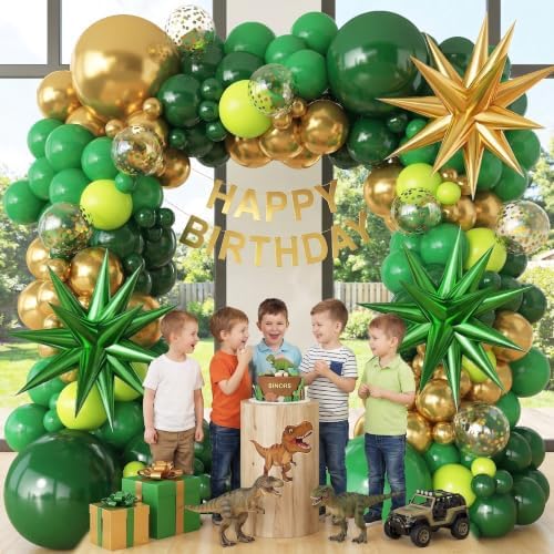 Green and Gold Balloons Arch Kit with Stars Shade Green Balloons - Image 6