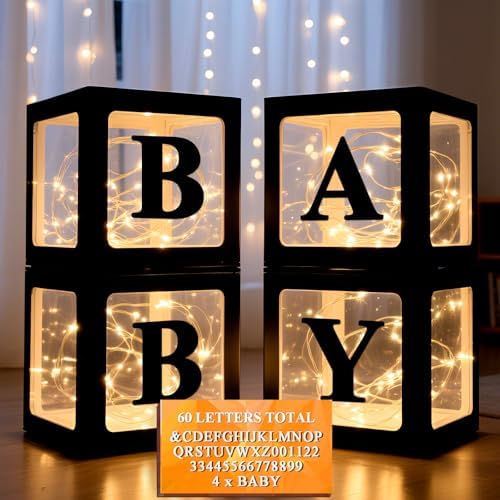 Ledido Transparent Balloon Boxes with 60 Letters Numbers Fairy Lights 4PCS by Ledido