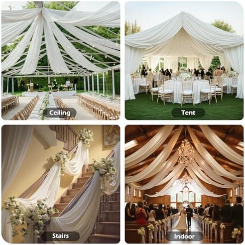 50ftx40ft Ivory Ceiling Curtain for Wedding Parties - Image 5