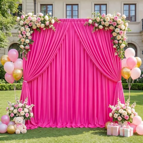 Fuchsia Backdrop Curtains 20ftx10ft Birthday Polyester Photo Drapes - Image 6