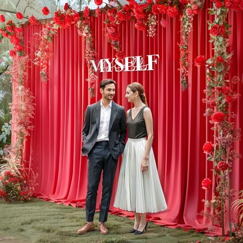 20x10ft Red Backdrop Curtain Panels for Parties - Wrinkle Free Polyester Photo Curtain Backdrop Wedding Back Drop Fabric Drapes for Party Decorations Background for Photography - Image 6
