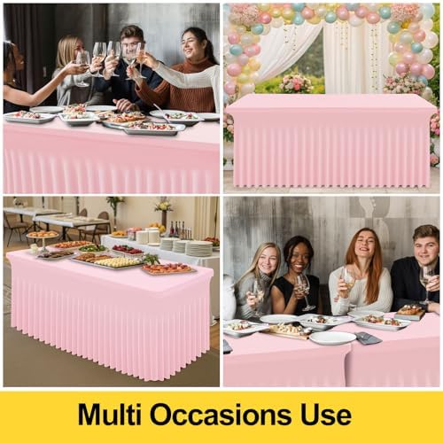 Smiry 2 Pack Spandex Elastic Fitted Table Cloth Skirt for 8FT Table - Image 5