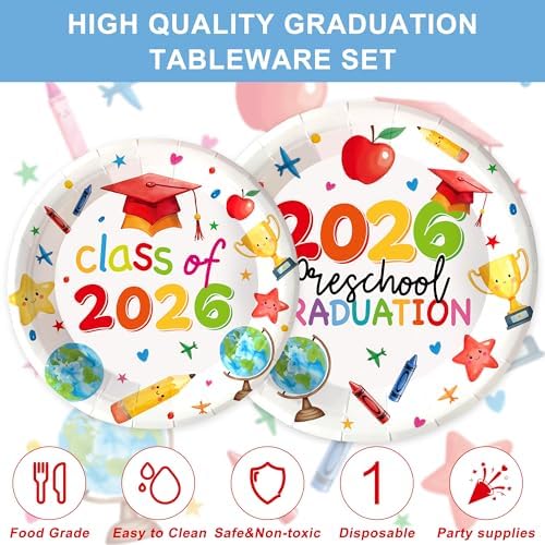 120Pcs 2026 Preschool Graduation Party Decorations Tableware Set - Image 2