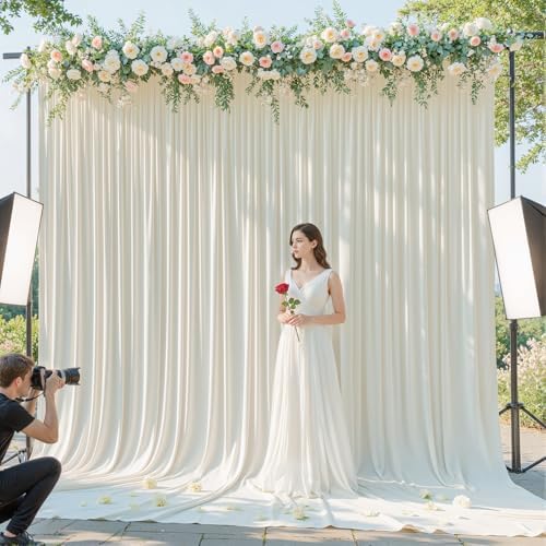 20x10ft Cream Backdrop Curtain Panels for Parties - Wrinkle Free Polyester Photo Curtain Backdrop Wedding Back Drop Fabric Drapes for Party Decorations Background for Photography - Image 6