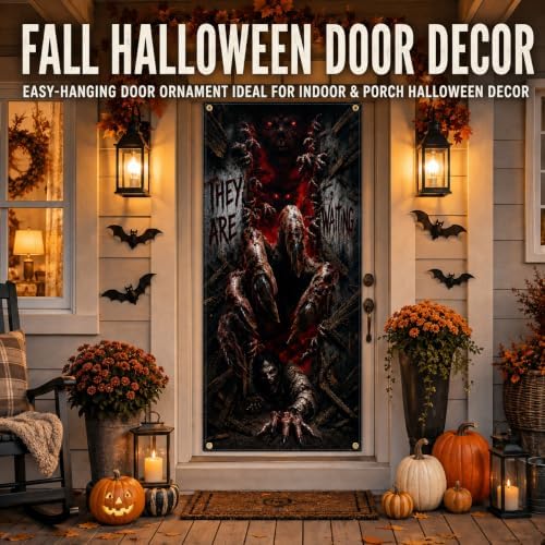 Halloween Monster Door Banner 35.4 x 78.7 Inch Polyester Door Cover, Creepy Creature Entrance Decoration for Front Door Porch Entryway Haunted House Seasonal Home Decor - Image 4