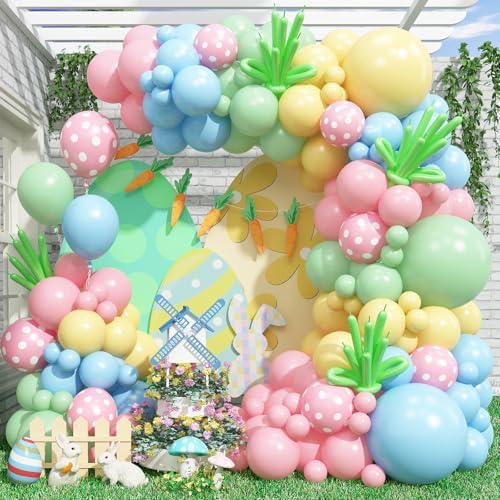 Pastel Balloon Arch Garland Kit, Macaron Pink Green Blue Yellow Latex Party Balloons Rainbow Pastel Color Easter Balloon for Easter Spring Wedding Graduation Baby Shower Birthday Party Decorations - Image 6