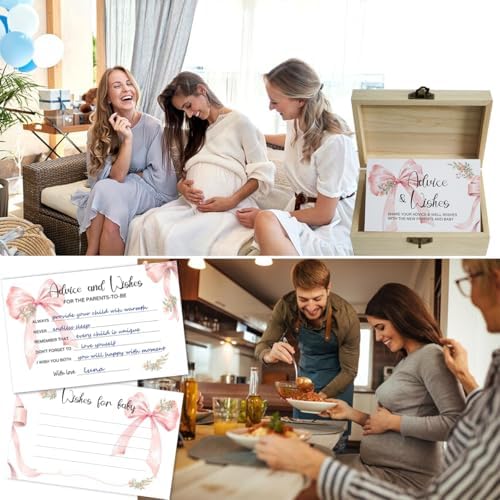 50Pcs Pink Bow Baby Shower Advice Cards, Game Cards for Shower Decor Girl - Image 5
