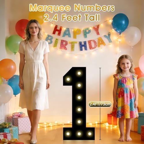 Pooqla 16th Birthday Decorations for Boys, 2.4FT Light Up Numbers - Image 5