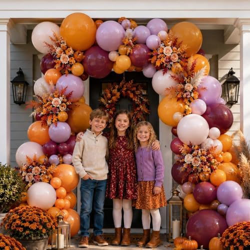 Fall Balloon Arch Garland Kit Double Stuffed Burnt Orange Burgundy Balloons - Image 5
