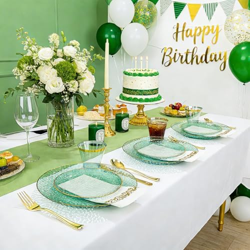 DaYammi 350PCS Green Plastic Dinnerware Set for 50 Guests - Image 7