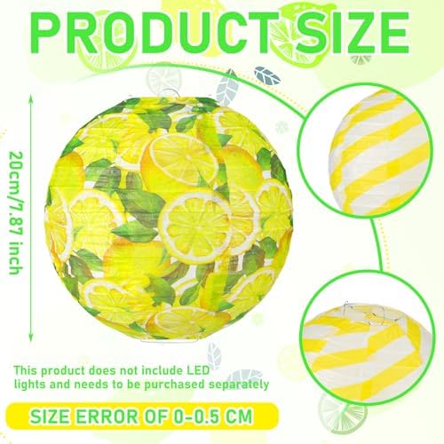 Panelee 12 Pcs Summer Lemon Party Decorations Paper Lanterns Round Hanging Lemon Paper Lanterns for Summer Fruit Party Decorations Supplies Indoor Outdoor - Image 2