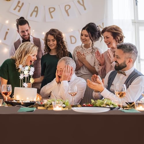 QZYL 12 PCS Brown Plastic Tablecloths, 54 in x 108 in Dinner Table Cloths, Rectangle Table Cover for Birthday Party Family Gathering Wedding - Image 7