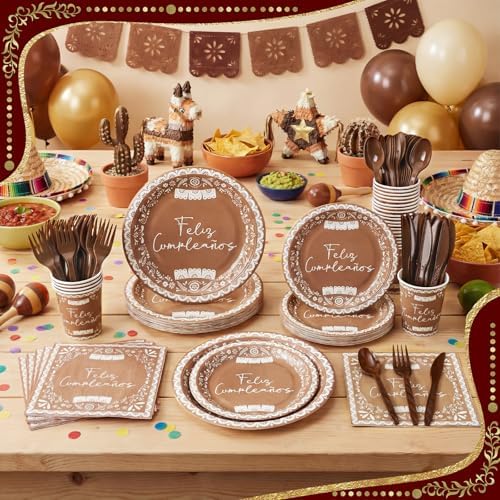 168 Mexican Birthday Tableware Set for 24 Cinco De Mayo Supplies - Image 4
