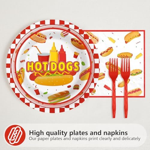 Grencian 96Pcs Hot Dog Birthday Party Supplies Serves 24 - Image 4