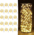 20 Pack Fairy Lights Battery Operated 7ft 20 LED Mini String Lights Twinkle Lights Silver Wire Firefly Starry Lights for Mason Jars Wedding Party Christmas Centerpiece Table Decorations, Warm White by HOBAYS
