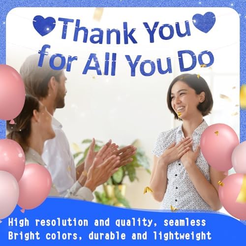 Thank You Banner Appreciation Banner for Appreciation Decorations Teacher Thanks Volunteer Events Office School Organization Thank You Parties (Blue) - Image 5