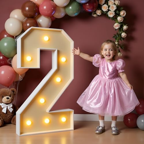 imprsv 3FT Marquee Numbers, Large Light Up Numbers 2 for 2rd Birthday Decor by Letsmakeitimpressive