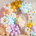 Daisy Balloon Arch Garland Kit - 148 Pcs Groovy Pastel Balloon Arch with Flower Balloons in Purple, Blue, Orange, Yellow for Boho Girl Birthday, Baby Shower, Wildflower Party Decorations by Haolongfa