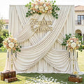 50ft x 12ft Wrinkle Free Beige Backdrop Curtains for Parties, Silky Photo Backdrop Drapes 12FT Long Back Drop Cloth for Wedding Birthday Photography Background Decor by CO-AVE